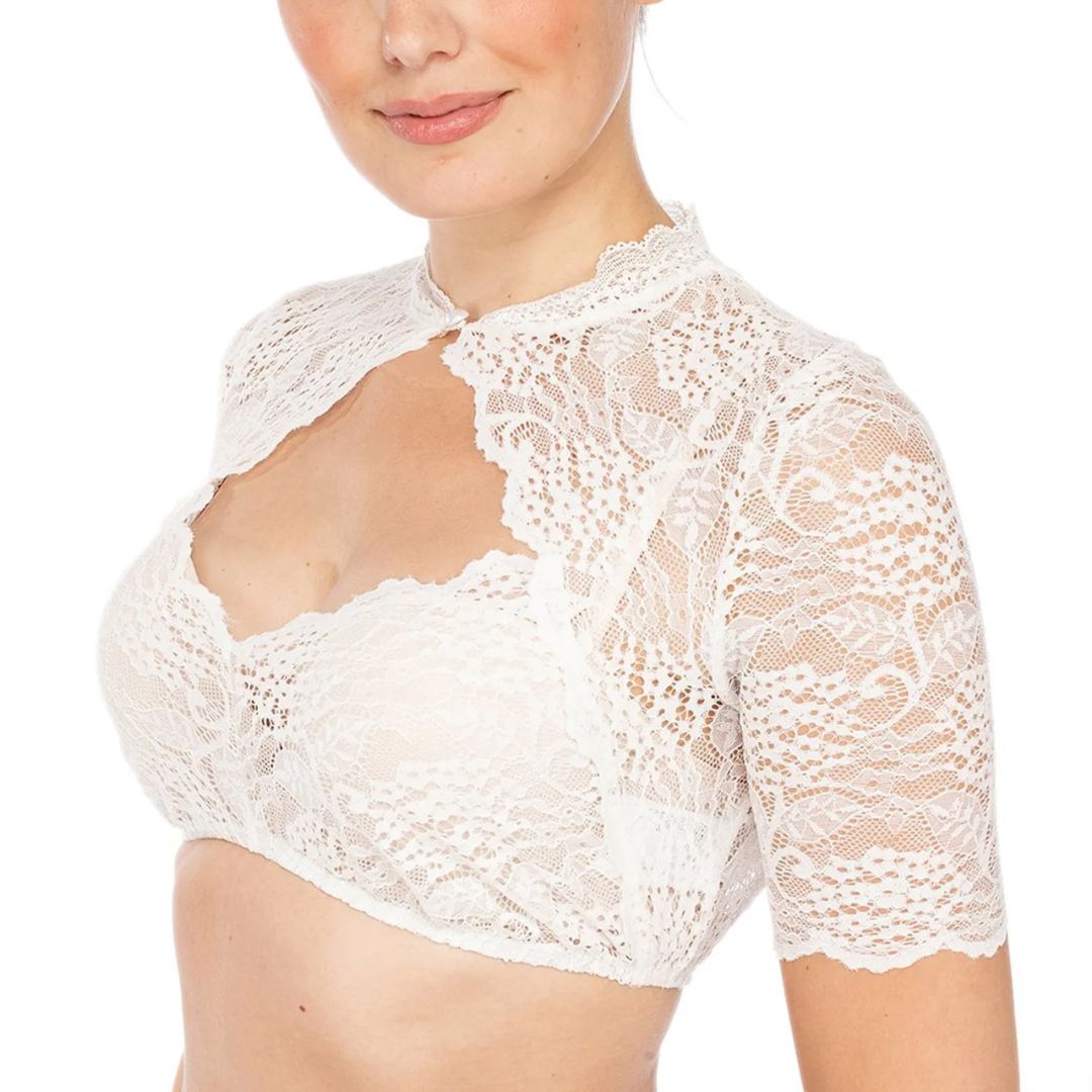 Valenzora | Dirndl blouse with lace pattern and seductive neckline for Oktoberfest