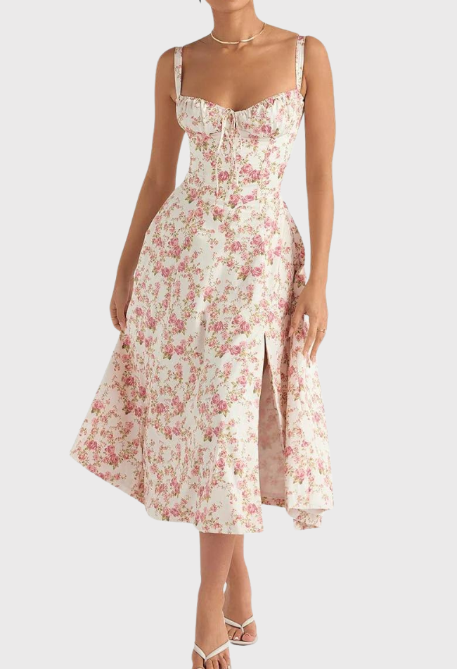 Carmea™ Floral Bustier Dress with Waist Shaping