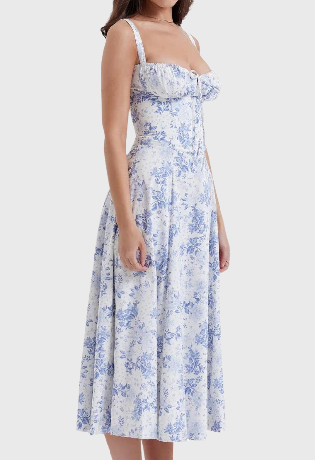 Carmea™ Floral Bustier Dress with Waist Shaping