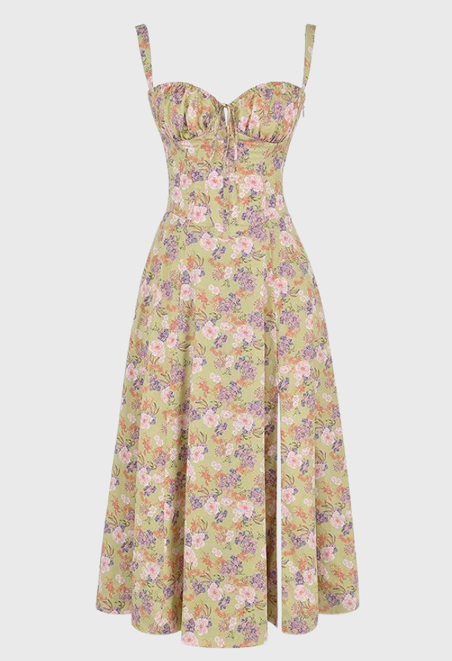 Carmea™ Floral Bustier Dress with Waist Shaping