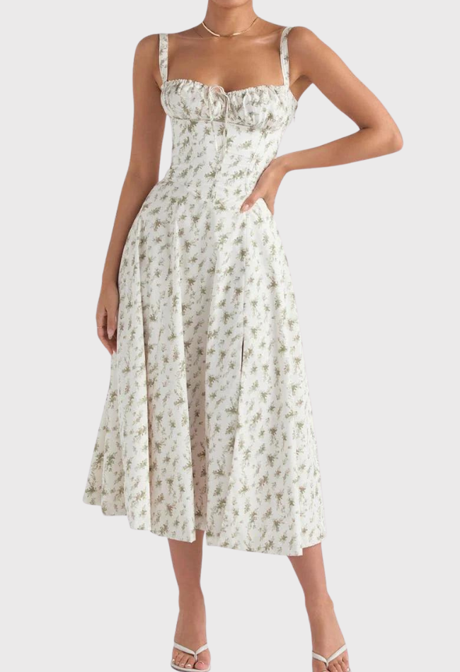 Carmea™ Floral Bustier Dress with Waist Shaping