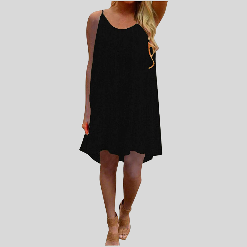 Valenzora | Sleeveless summer dress with spaghetti straps. Light and airy. Casual cut.