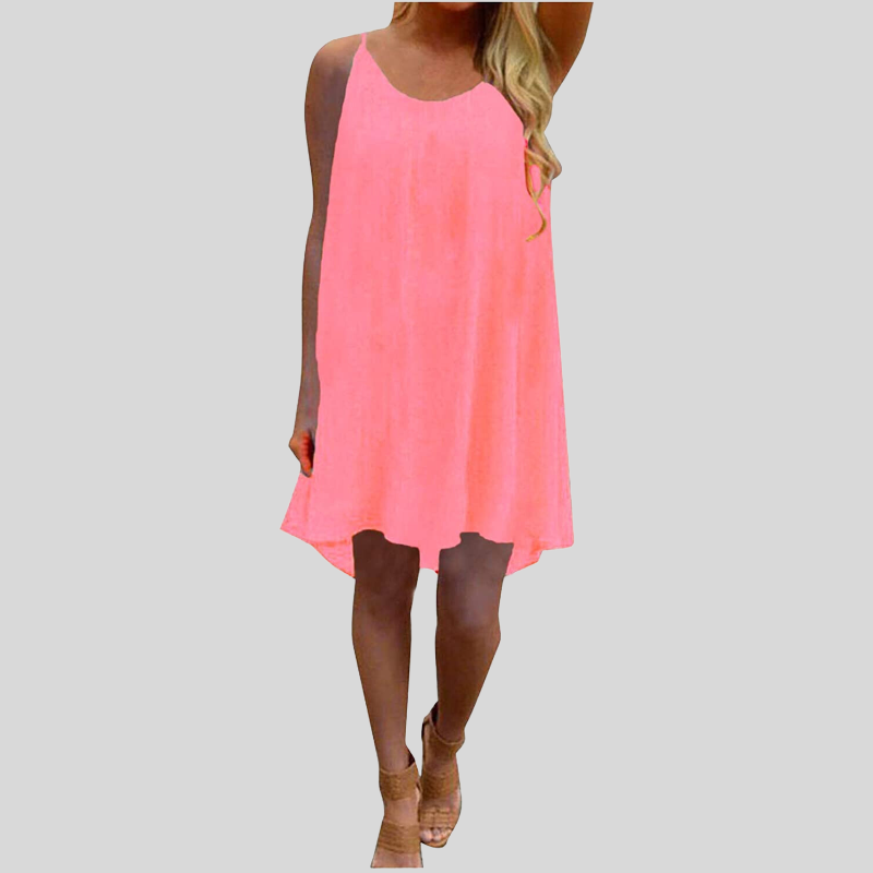 Valenzora | Sleeveless summer dress with spaghetti straps. Light and airy. Casual cut.