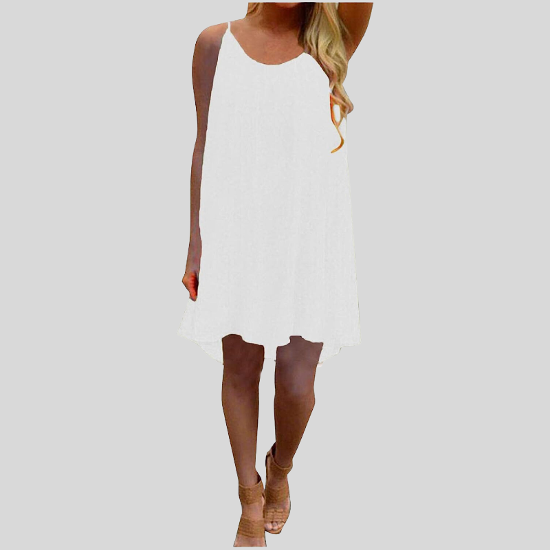 Valenzora | Sleeveless summer dress with spaghetti straps. Light and airy. Casual cut.