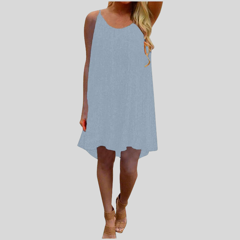 Valenzora | Sleeveless summer dress with spaghetti straps. Light and airy. Casual cut.