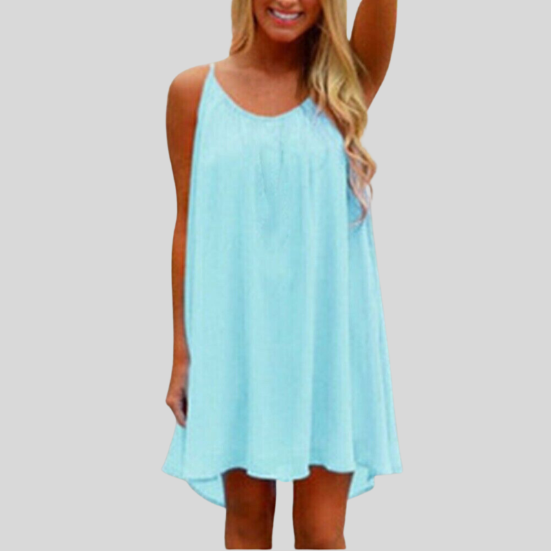 Valenzora | Sleeveless summer dress with spaghetti straps. Light and airy. Casual cut.