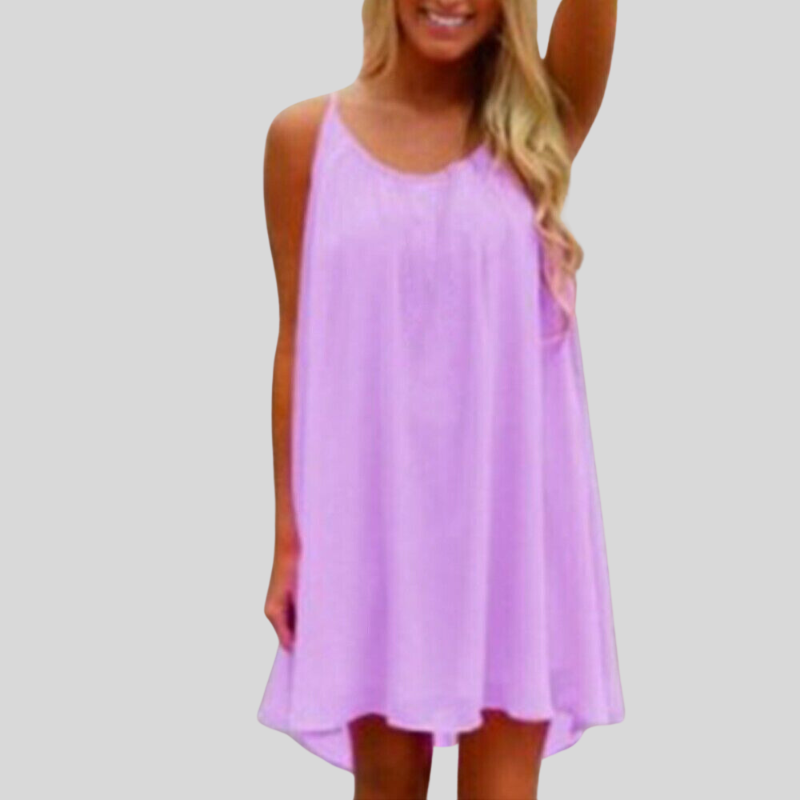 Valenzora | Sleeveless summer dress with spaghetti straps. Light and airy. Casual cut.