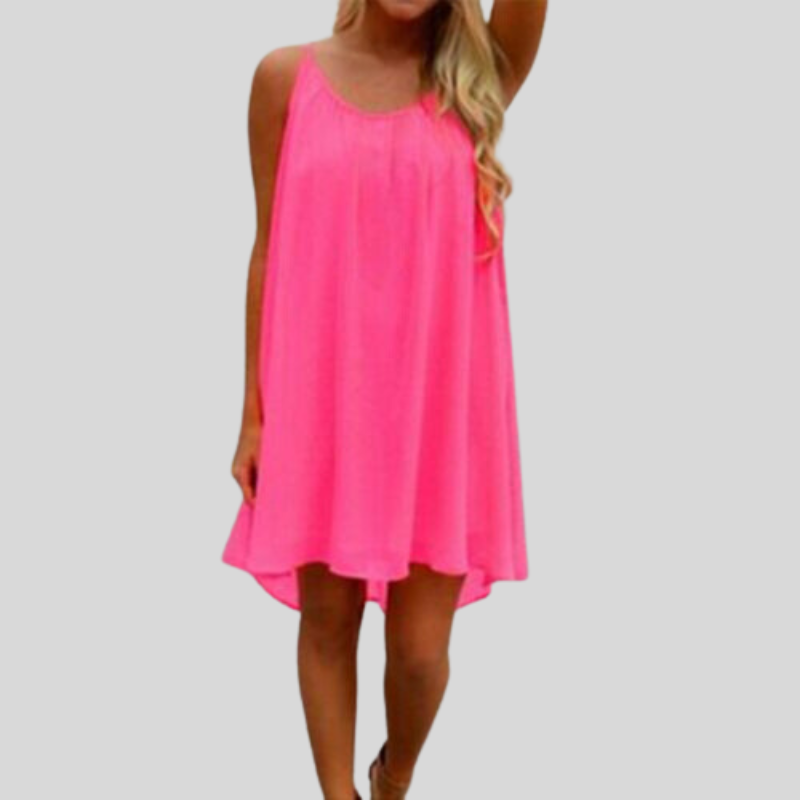 Valenzora | Sleeveless summer dress with spaghetti straps. Light and airy. Casual cut.