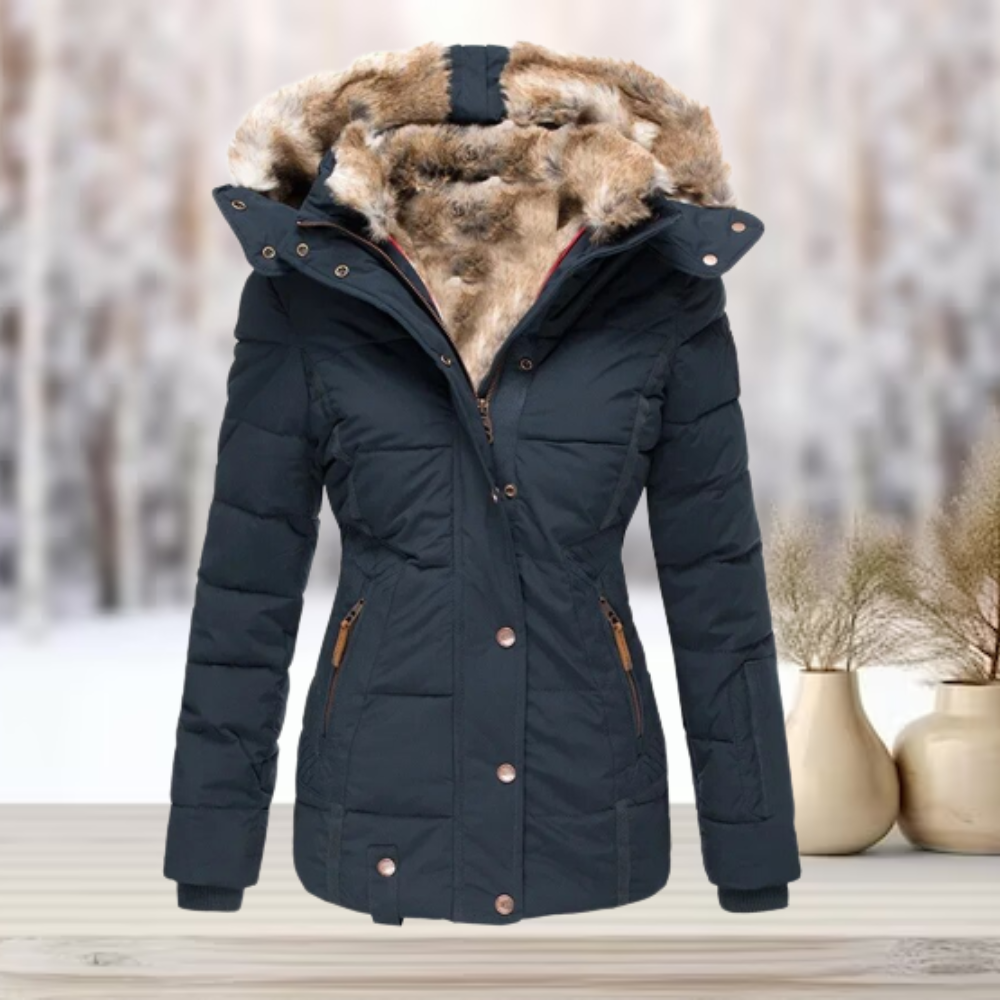 Valenzora | Elegante Winterjacke mit Pelz und Kapuze