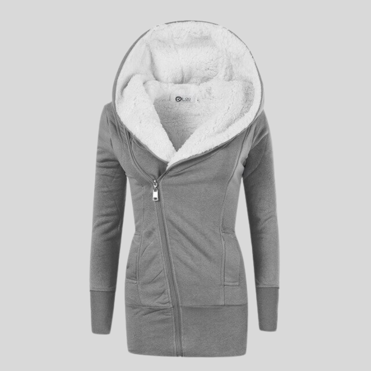 Fleece-Kapuzenstrickjacke