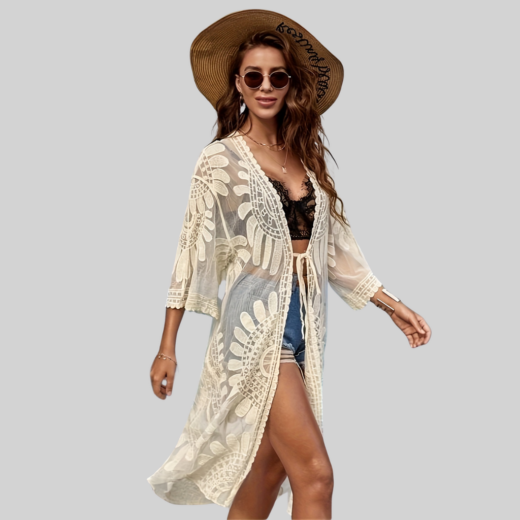 Valenzora Mesh Wrap – Boho – V-Neck Embroidered