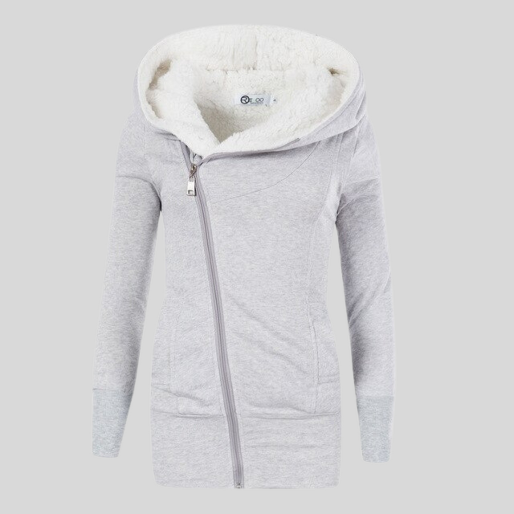 Fleece-Kapuzenstrickjacke