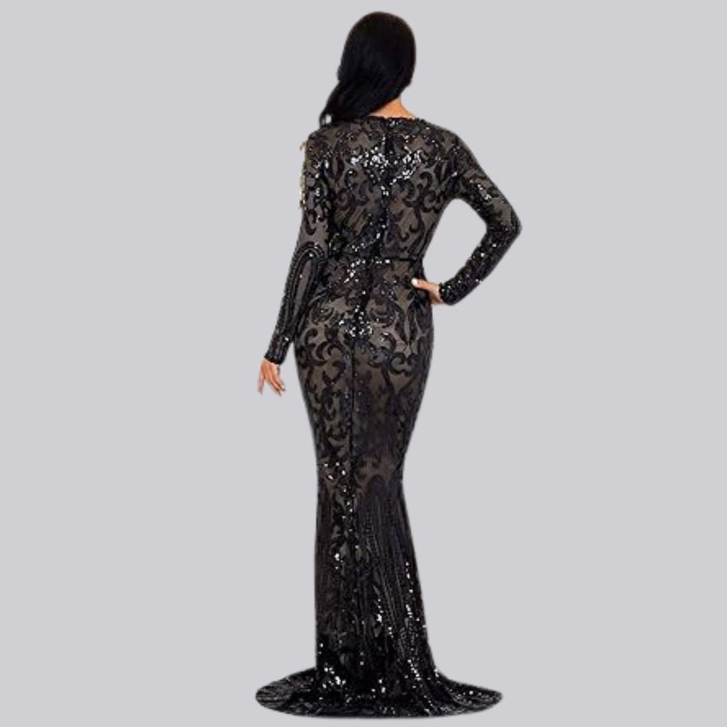Valenzora | Evening dress with long sleeves and sequins