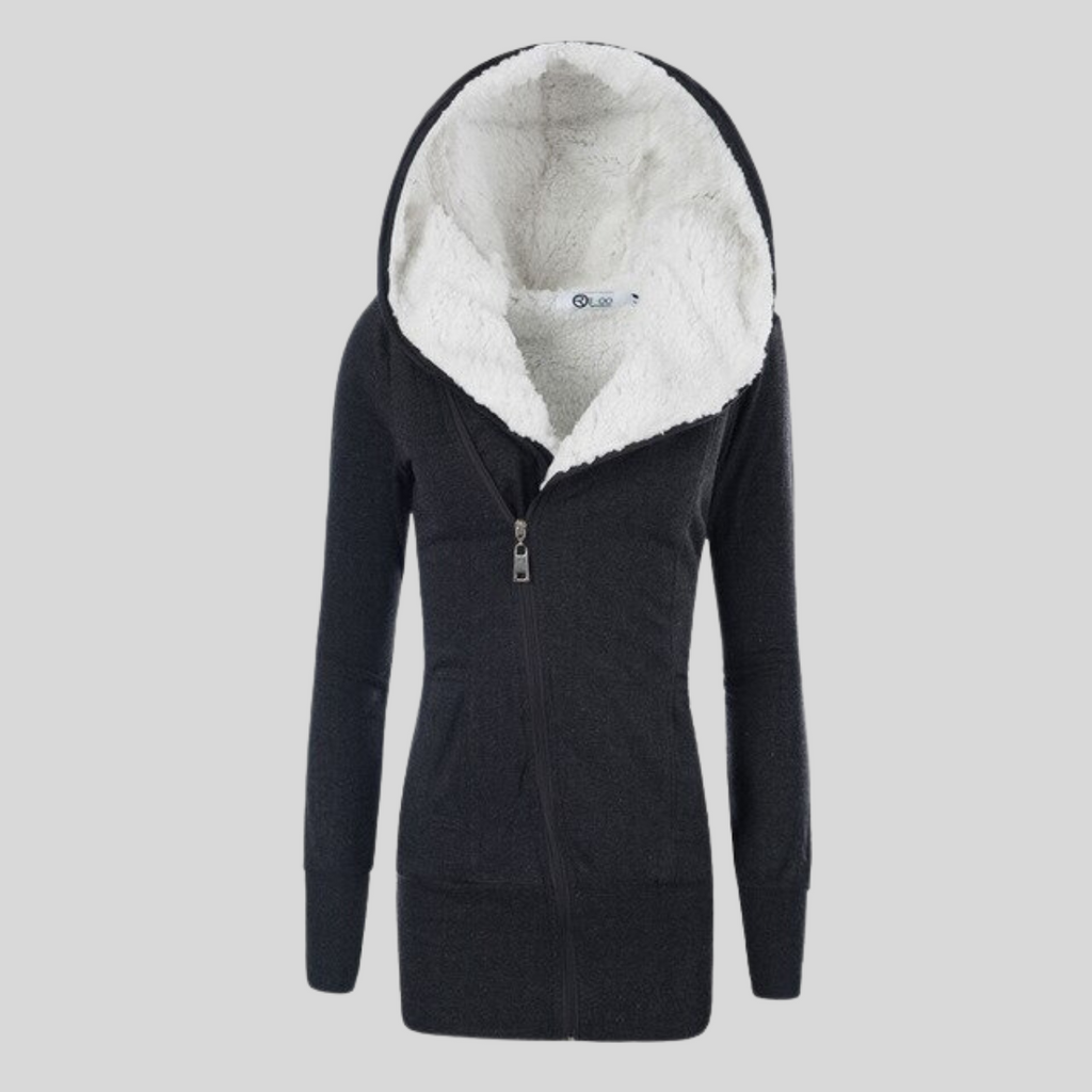 Fleece-Kapuzenstrickjacke