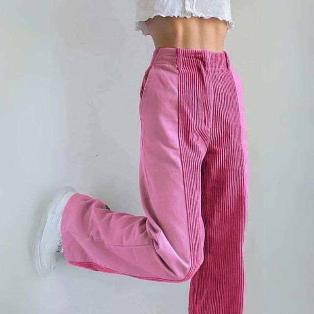 Valenzora | Ribbed High-Waisted Trousers