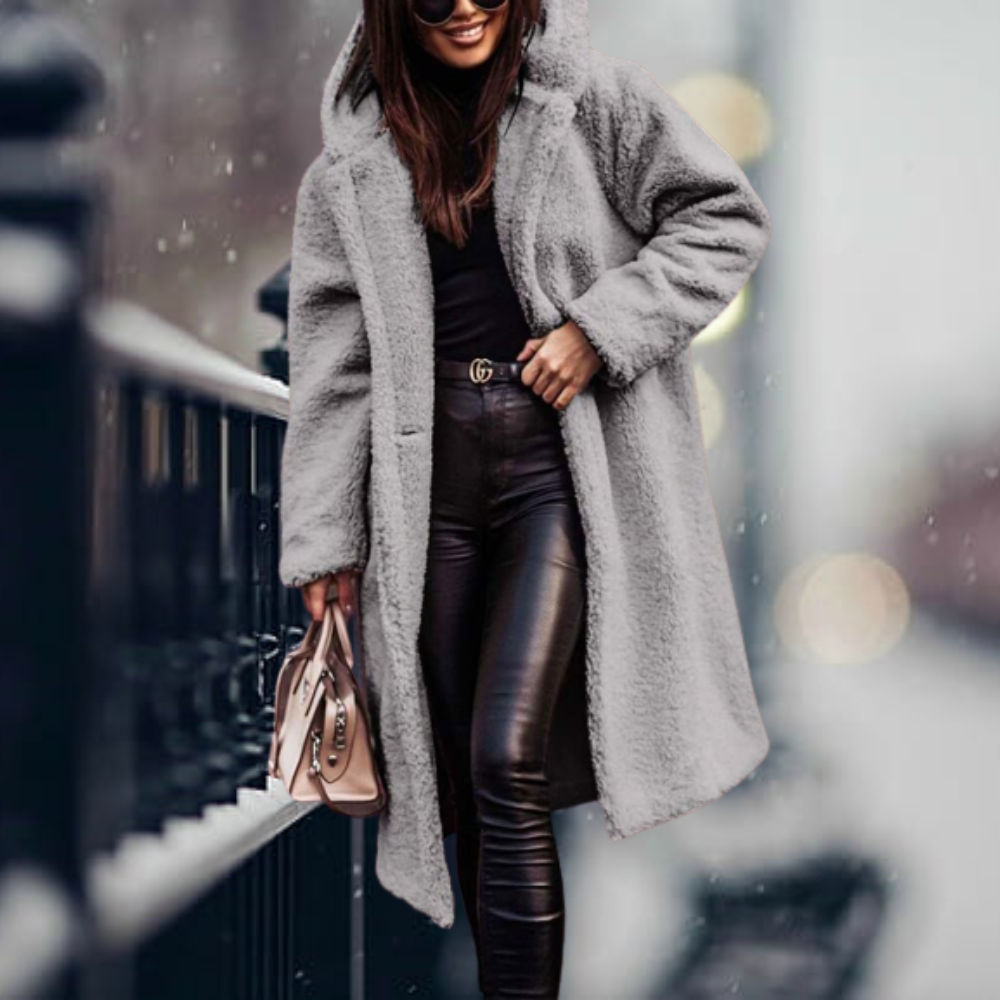 The coziest, most elegant faux fur hooded jacket