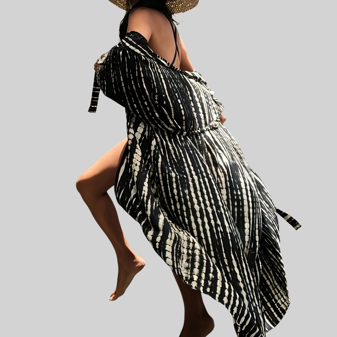 Valenzora Midi Kimono – Boho – Allover-Print, lockere Passform