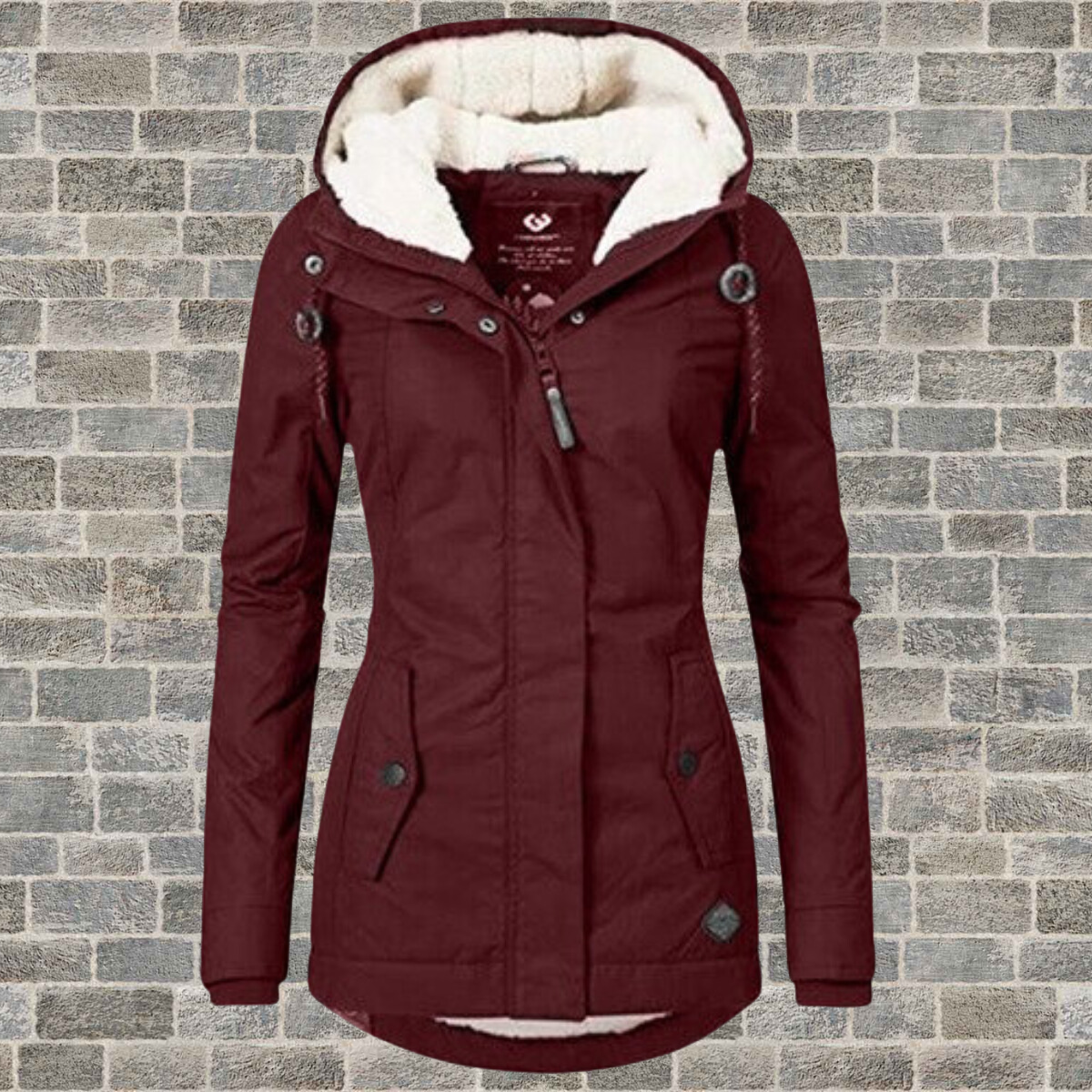 New pleated cotton coat with lambswool hood