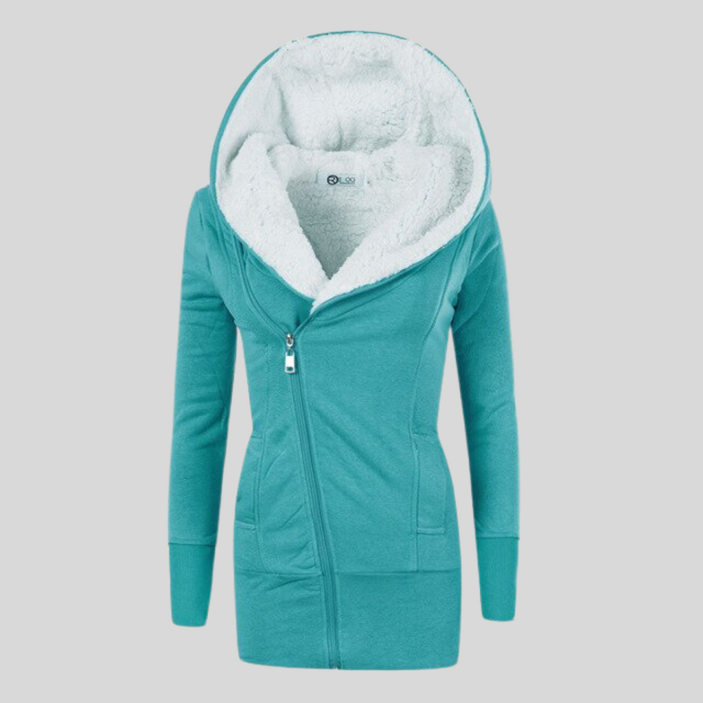 Fleece-Kapuzenstrickjacke