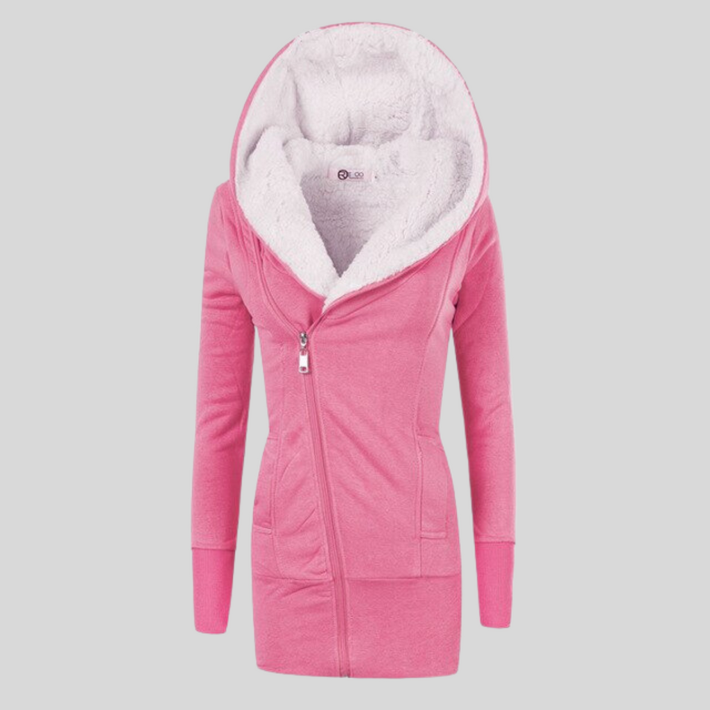 Fleece-Kapuzenstrickjacke