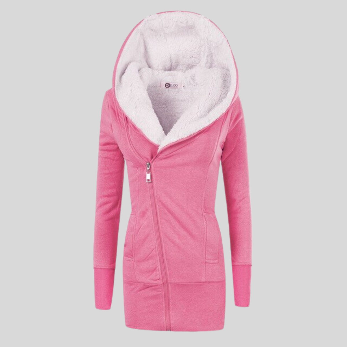 Fleece-Kapuzenstrickjacke
