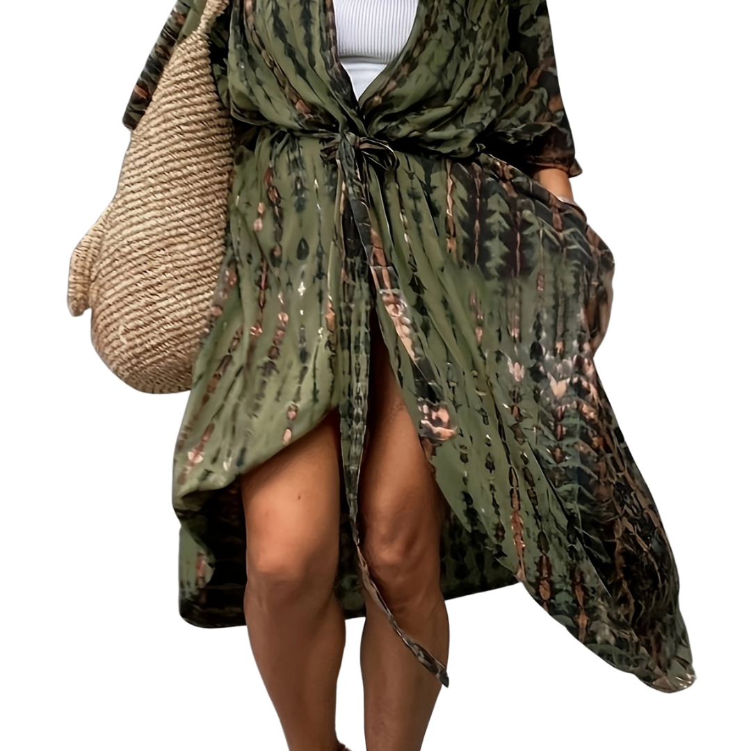 Valenzora Midi Kimono – Boho – Allover-Print, lockere Passform