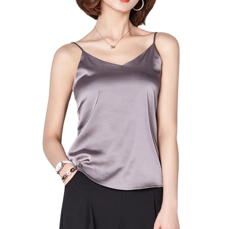 Valenzora | Damen-Crop-Top aus Satin mit Rundhalsausschnitt