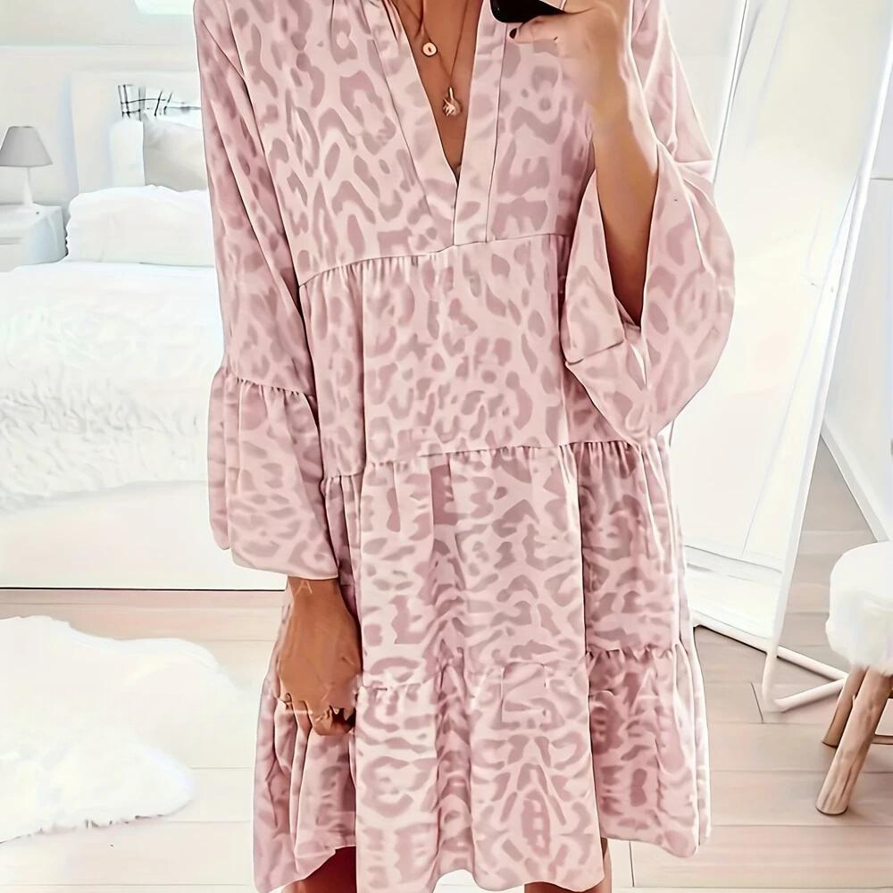 Valenzora | Boho dress with leopard print for women, plus size