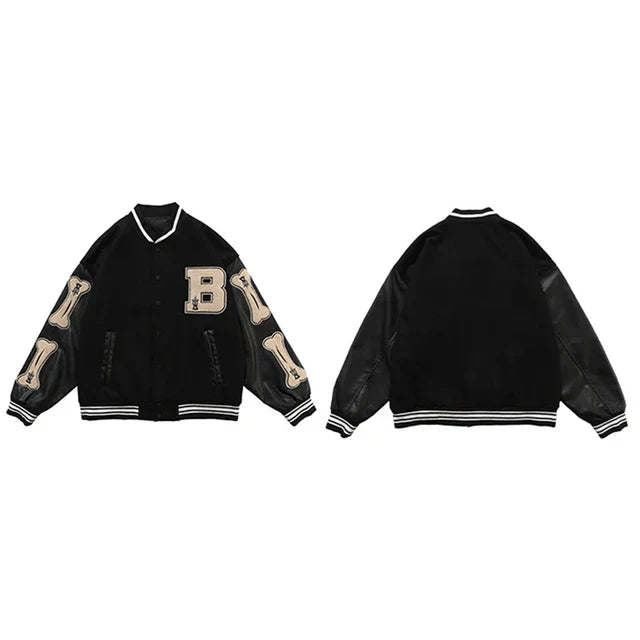 Valenzora | College-Streetwear-Bomberjacke mit gestickten Aufnähern
