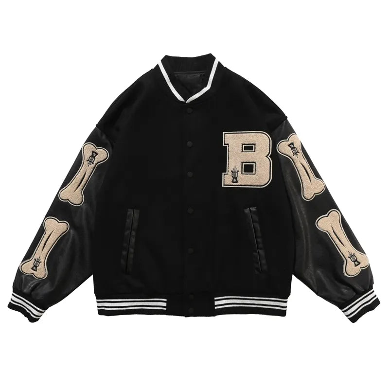 Valenzora | College-Streetwear-Bomberjacke mit gestickten Aufnähern
