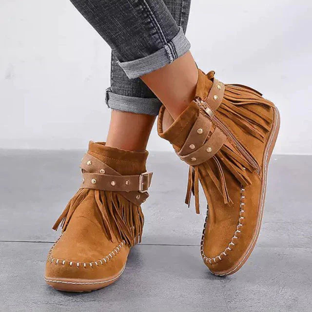 Valenzora | Vintage fringe ankle boots