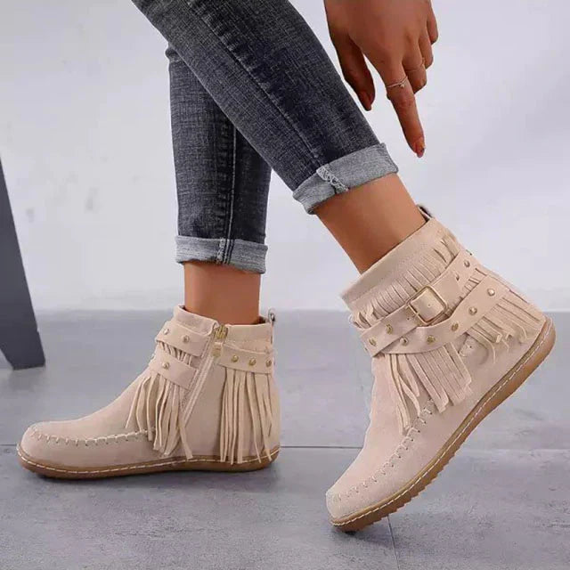 Valenzora | Vintage fringe ankle boots