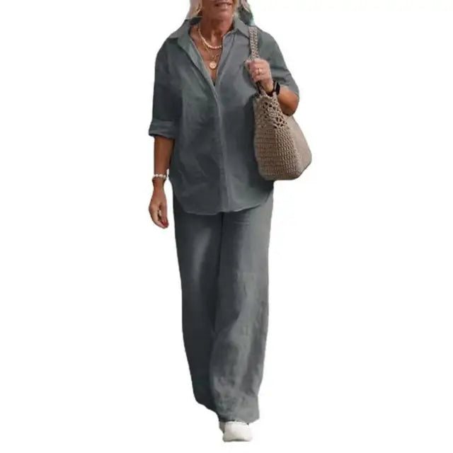 Elegant linen two-piece suit