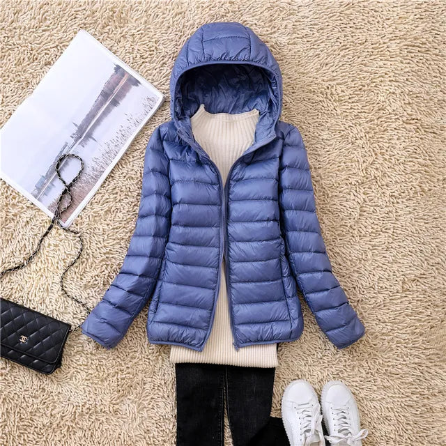 Polina | The new ultra-lightweight, packable down coats with hood