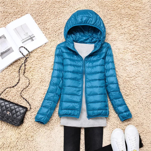 Polina | The new ultra-lightweight, packable down coats with hood