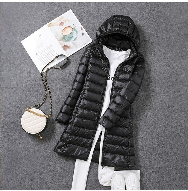 Ultralight, packable, long buffer jacket