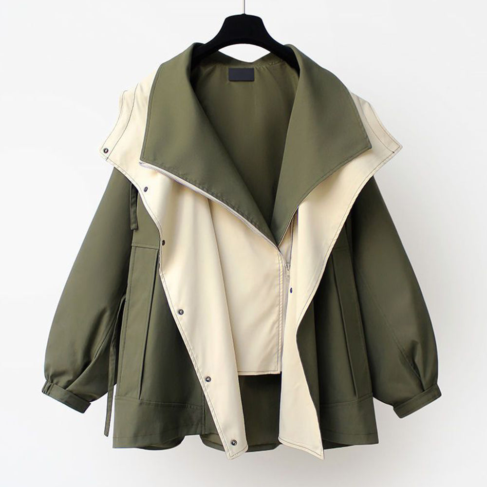 Valenzora | Mittellanger, taillierter Damen-Windbreaker mit Kapuze und Reißverschluss