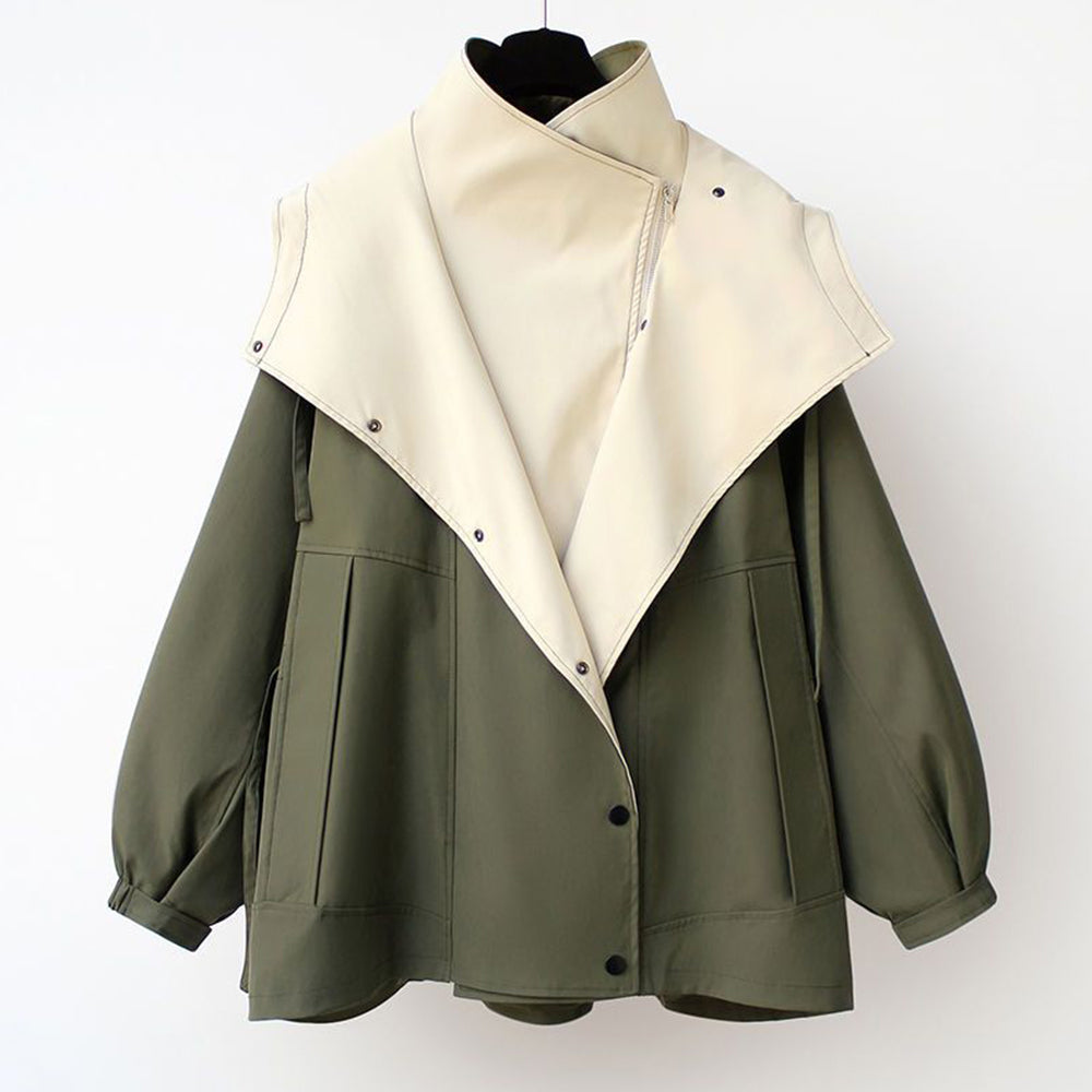 Valenzora | Mittellanger, taillierter Damen-Windbreaker mit Kapuze und Reißverschluss