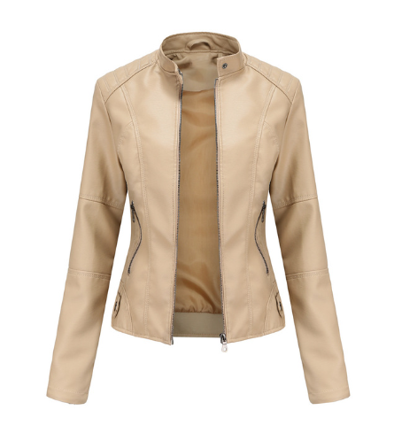 Valenzora Women's Leather Jacket with Mao