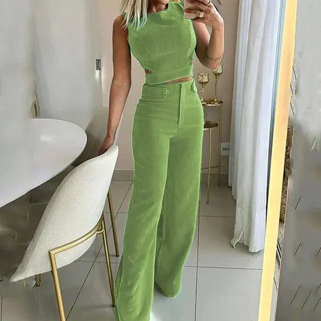 Valenzora | Set aus ärmellosem Top und High-Waist-Hose