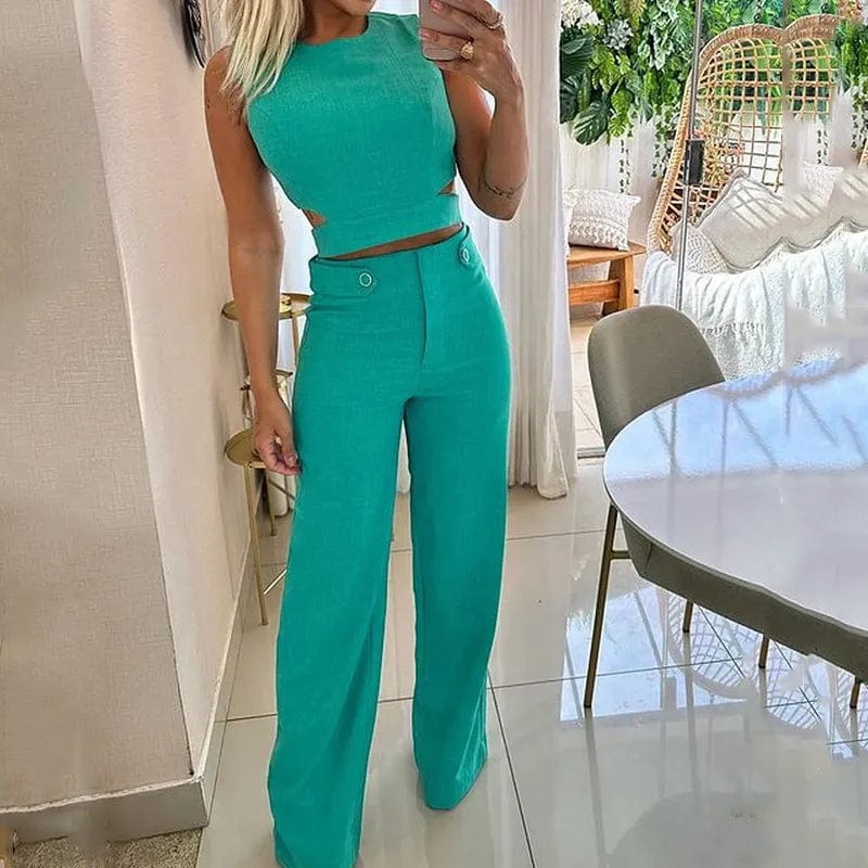 Valenzora | Set aus ärmellosem Top und High-Waist-Hose