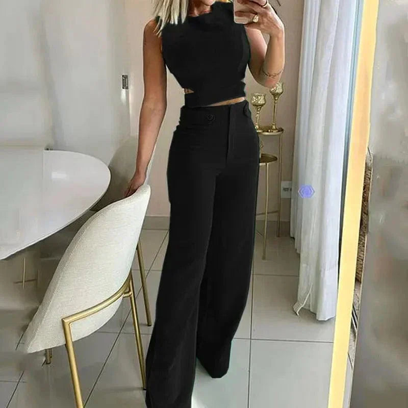 Valenzora | Set aus ärmellosem Top und High-Waist-Hose
