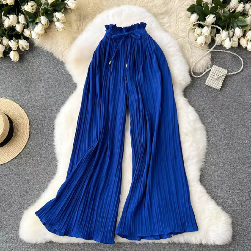 Valenzora | Elasticated summer trousers with pleats for women
