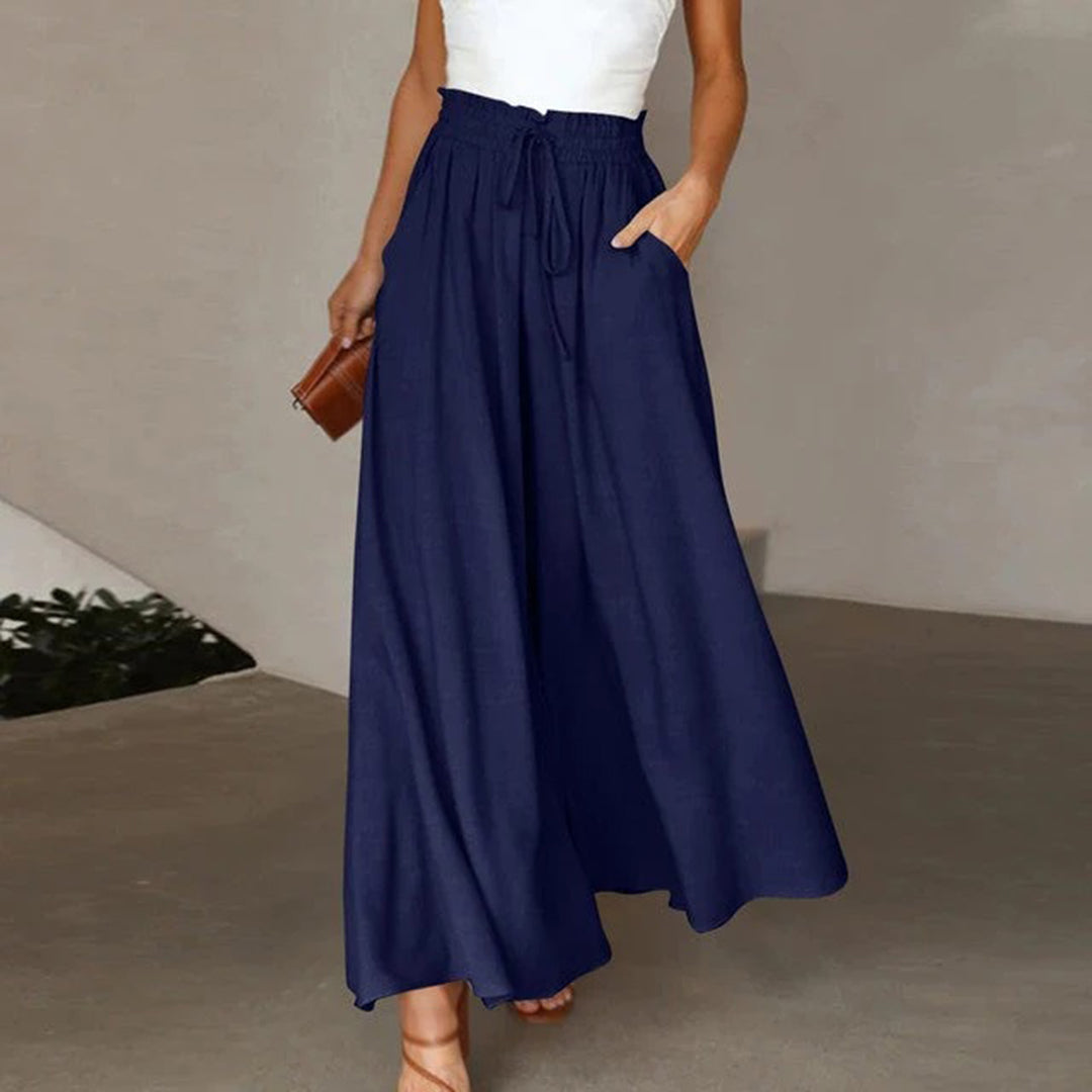 Valenzora | Flowing trouser legs, gathered waist, high-waisted trousers, summer dresses