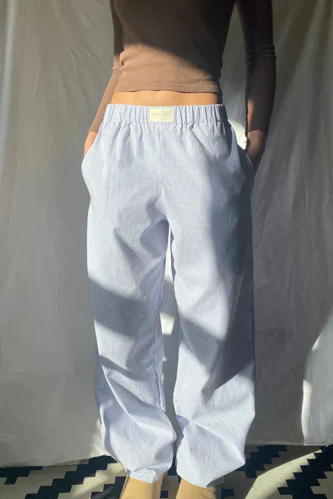 Valenzora | Low Rise Trousers with Elastic Waist and Low Waist - Women's Trousers
