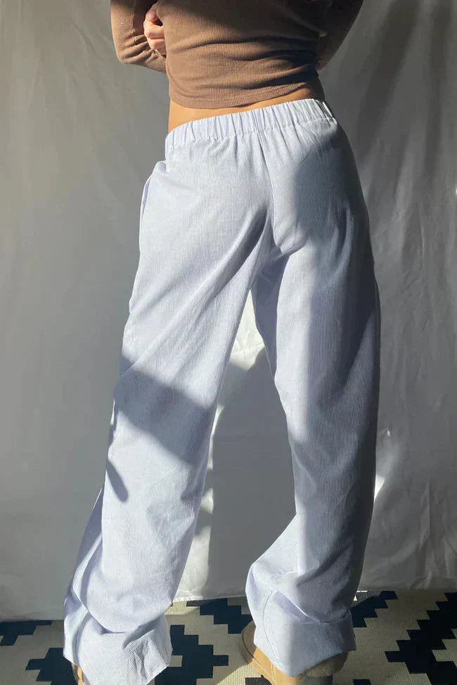 Valenzora | Low Rise Trousers with Elastic Waist and Low Waist - Women's Trousers