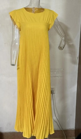 Elegantes Plisseekleid, einfarbig, ärmellos