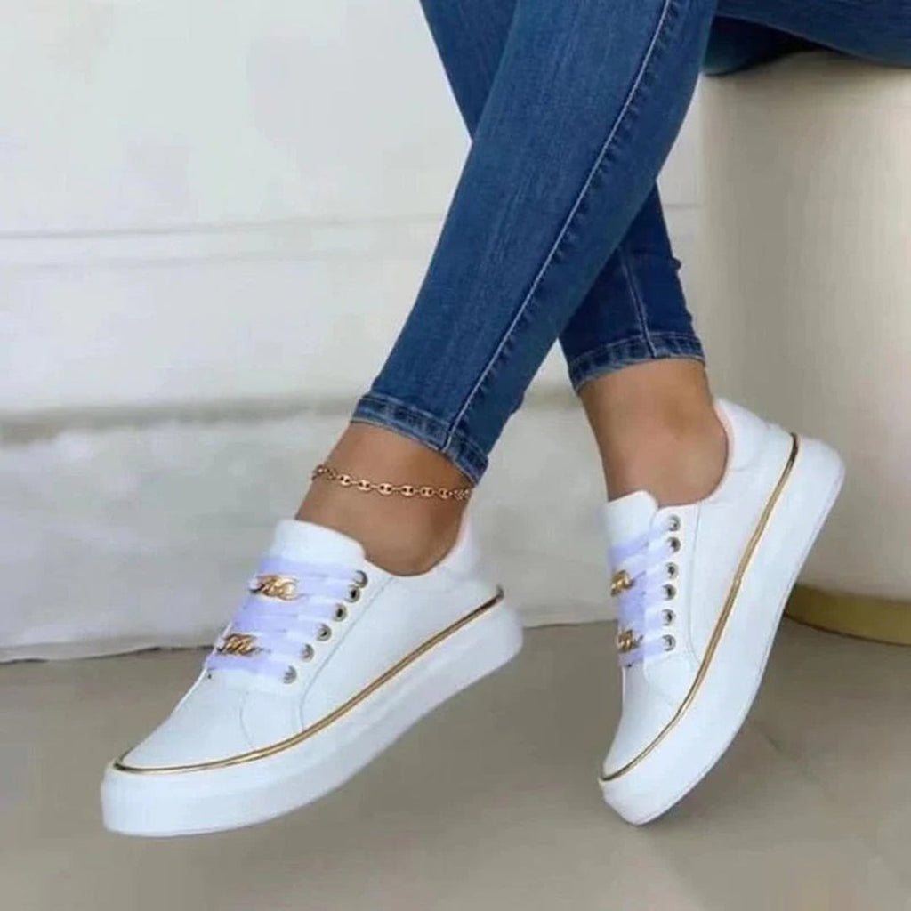 Valenzora | Stylish women's sneakers with gold accents
