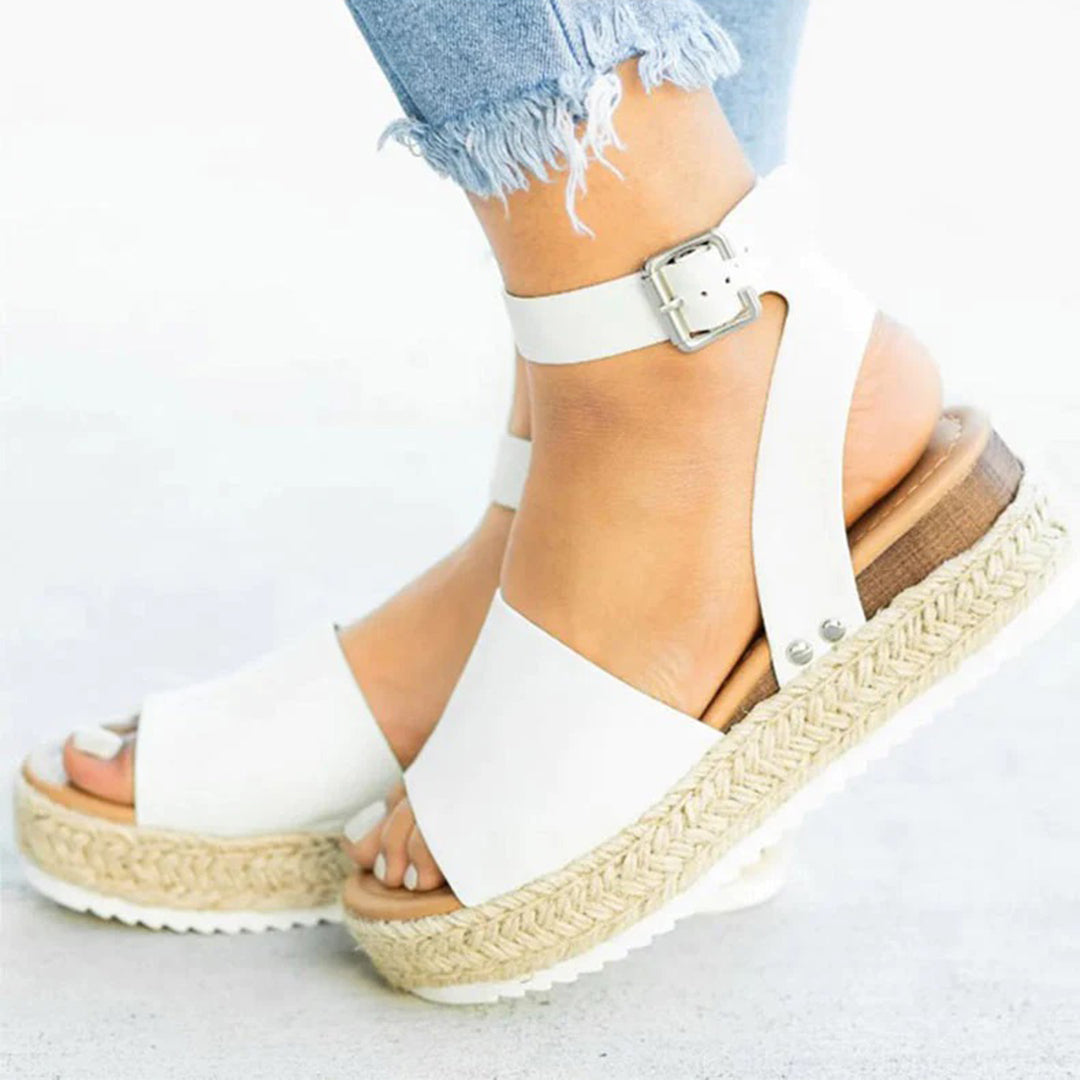 Valenzora | Plateau-Sandalen Espadrille-Sohle Verstellbarer Knöchelriemen Zehenriemen