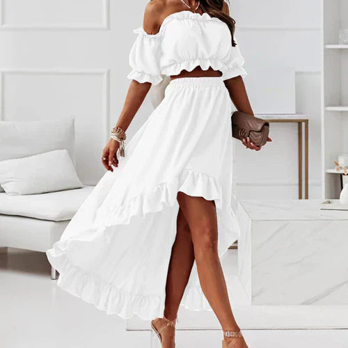 Valenzora | Elegantes Rüschenkleid-Set